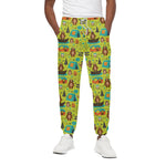 Animal Camping Pattern Print Cotton Pants