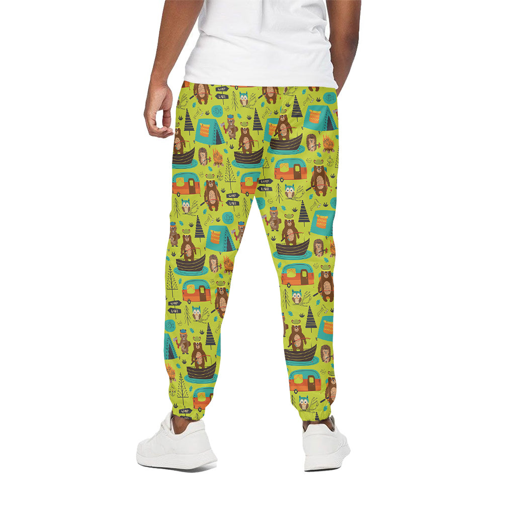 Animal Camping Pattern Print Cotton Pants