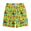 Animal Camping Pattern Print Cotton Shorts