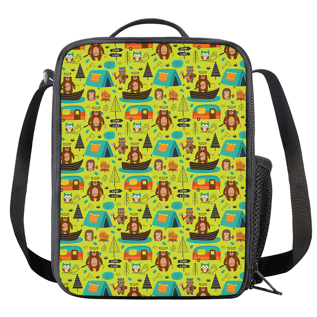 Animal Camping Pattern Print Crossbody Lunch Bag