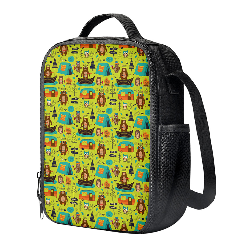 Animal Camping Pattern Print Crossbody Lunch Bag