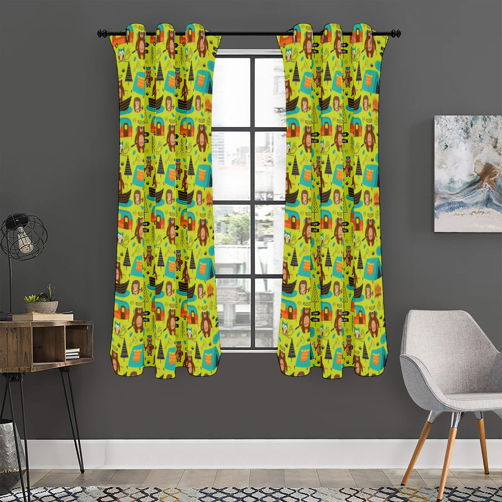 Animal Camping Pattern Print Curtain