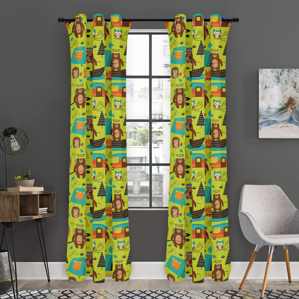 Animal Camping Pattern Print Curtain