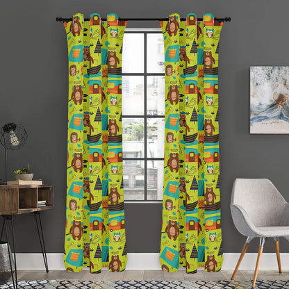 Animal Camping Pattern Print Curtain