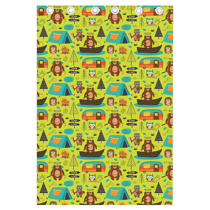 Animal Camping Pattern Print Curtain