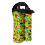 Animal Camping Pattern Print Double Neoprene Wine Tote