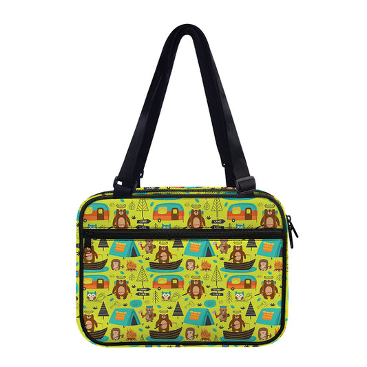 Animal Camping Pattern Print Double Strap Bible Bag