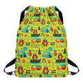 Animal Camping Pattern Print Drawstring Backpack