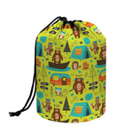Animal Camping Pattern Print Drawstring Makeup Bag