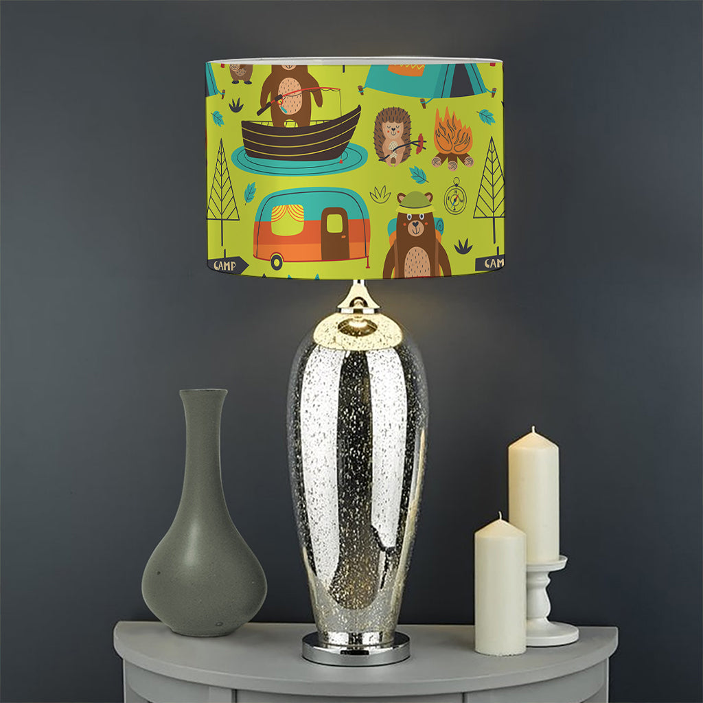 Animal Camping Pattern Print Drum Lamp Shade