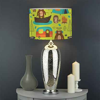 Animal Camping Pattern Print Drum Lamp Shade