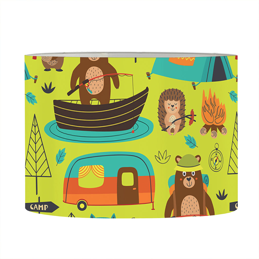 Animal Camping Pattern Print Drum Lamp Shade