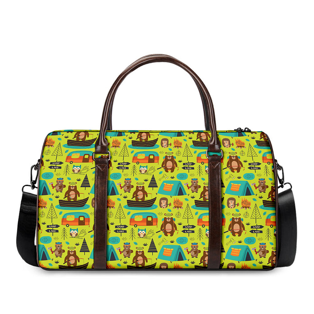 Animal Camping Pattern Print Duffle Bag