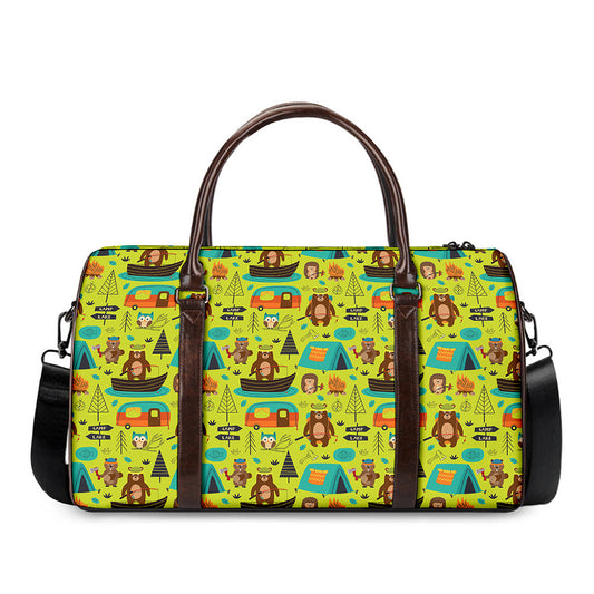 Animal Camping Pattern Print Duffle Bag