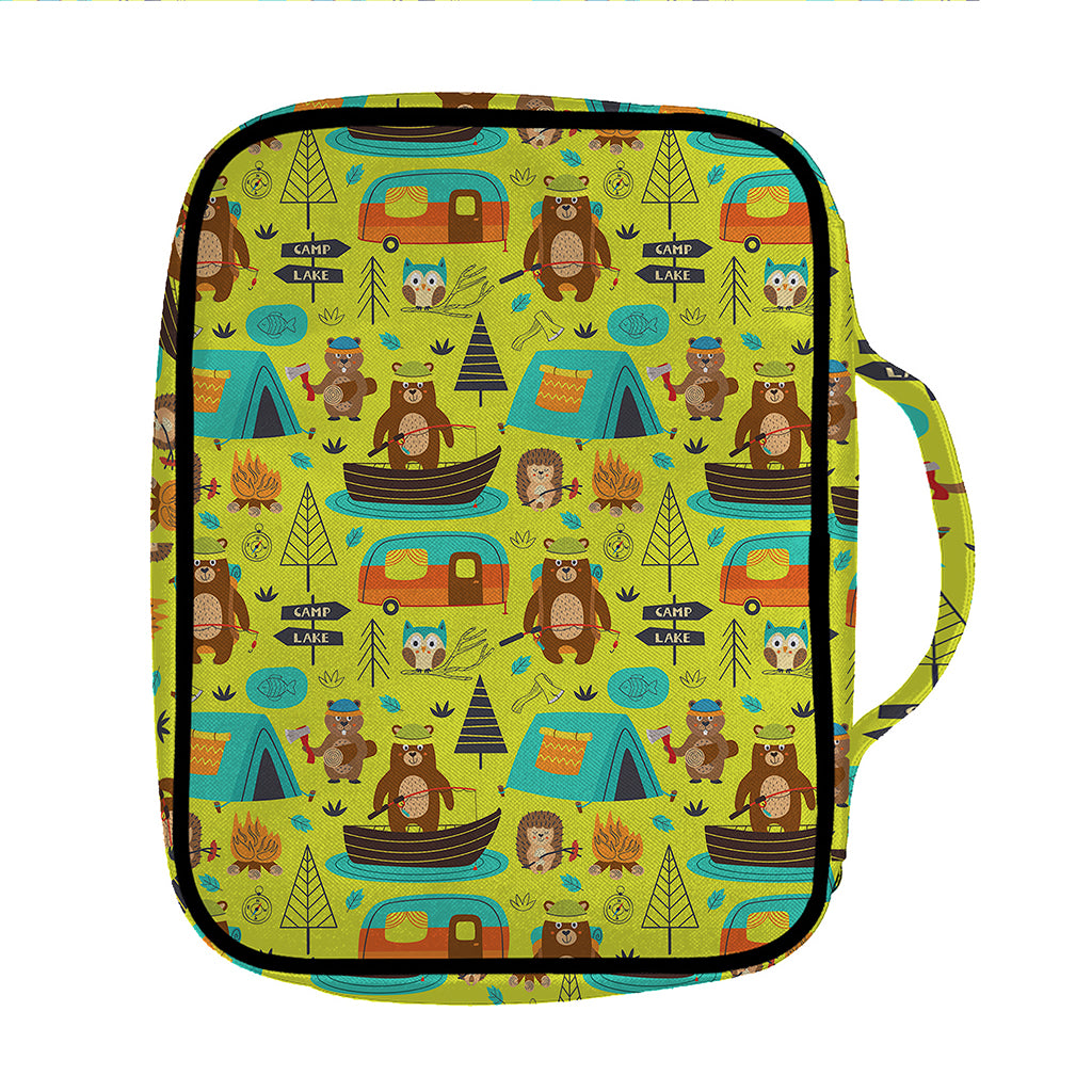 Animal Camping Pattern Print Front Pocket Bible Bag