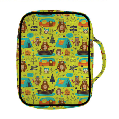 Animal Camping Pattern Print Front Pocket Bible Bag