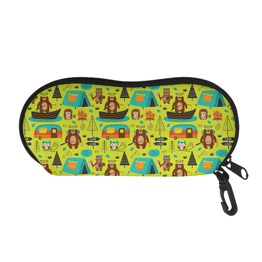 Animal Camping Pattern Print Glasses Case