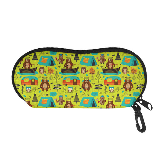 Animal Camping Pattern Print Glasses Case