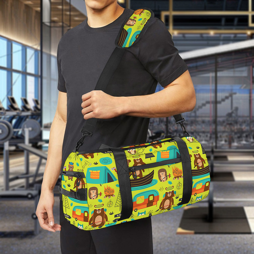 Animal Camping Pattern Print Gym Bag