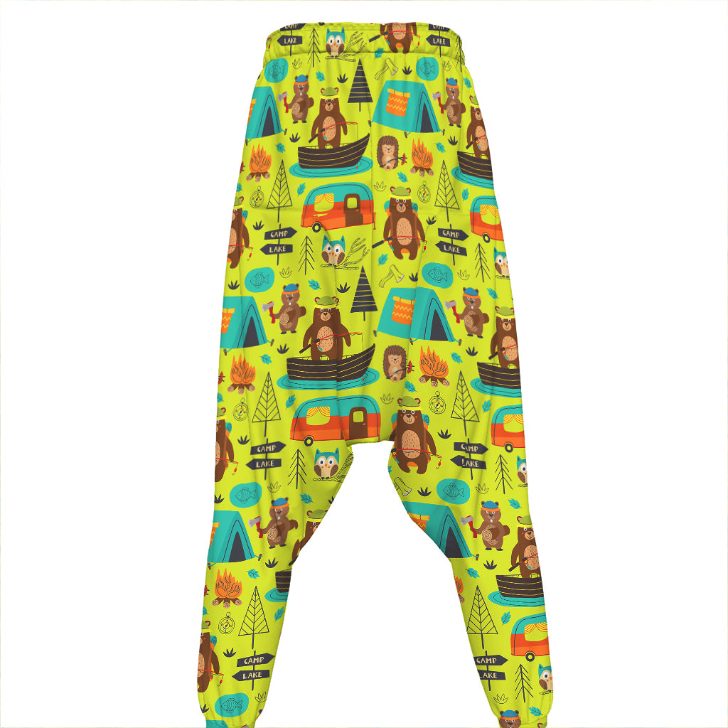 Animal Camping Pattern Print Hammer Pants