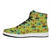 Animal Camping Pattern Print High Top Leather Sneakers