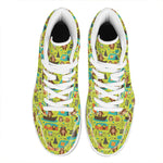 Animal Camping Pattern Print High Top Leather Sneakers