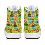 Animal Camping Pattern Print High Top Leather Sneakers