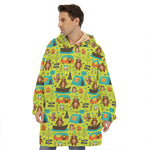 Animal Camping Pattern Print Hoodie Blanket