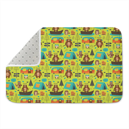 Animal Camping Pattern Print Indoor Door Mat