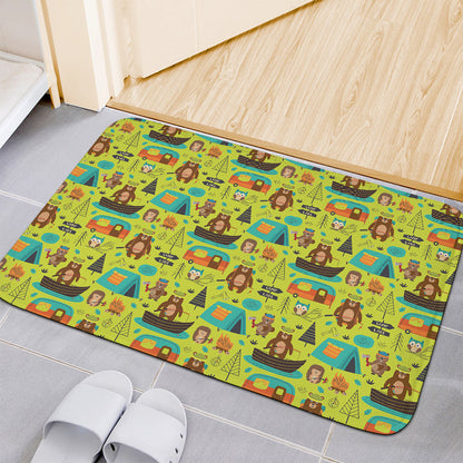 Animal Camping Pattern Print Indoor Door Mat