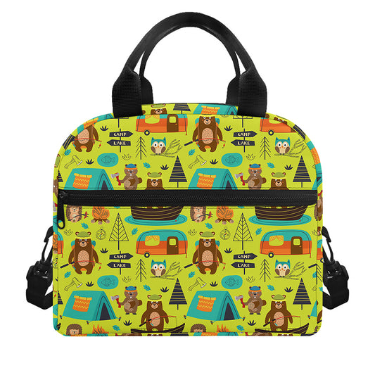 Animal Camping Pattern Print Insulated Lunch Bag