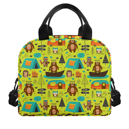 Animal Camping Pattern Print Insulated Lunch Bag