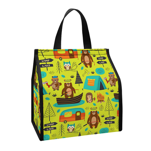 Animal Camping Pattern Print Insulated Lunch Tote