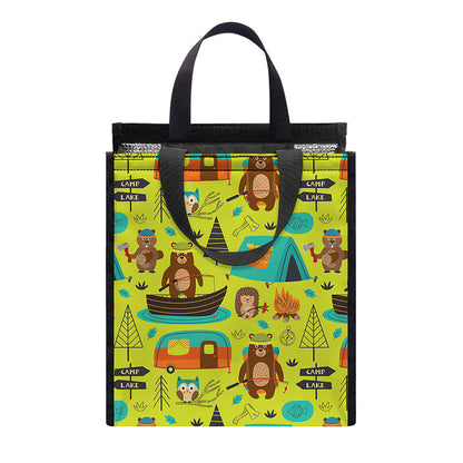 Animal Camping Pattern Print Insulated Lunch Tote