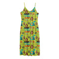 Animal Camping Pattern Print Jersey Midi Cami Dress