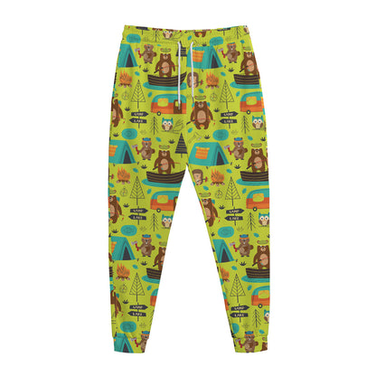 Animal Camping Pattern Print Jogger Pants