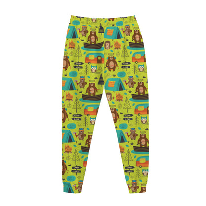 Animal Camping Pattern Print Jogger Pants