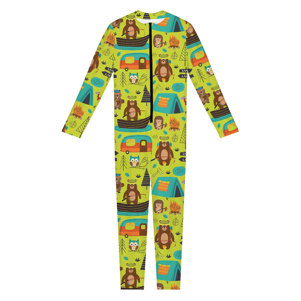 Animal Camping Pattern Print Jumpsuit