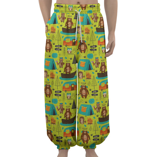 Animal Camping Pattern Print Lantern Pants