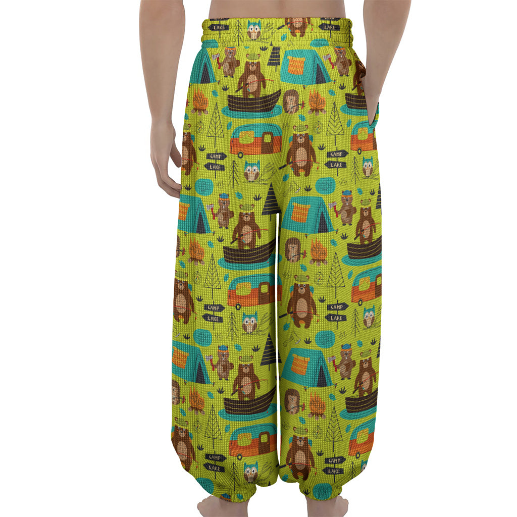 Animal Camping Pattern Print Lantern Pants