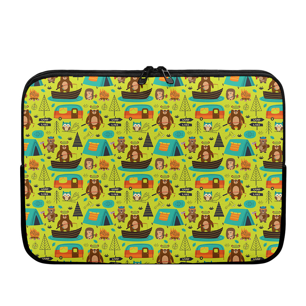 Animal Camping Pattern Print Laptop Sleeve