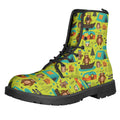 Animal Camping Pattern Print Lace-Up Boots