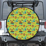 Animal Camping Pattern Print Leather Spare Tire Cover