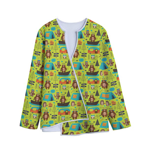 Animal Camping Pattern Print Long Sleeve Short Coat