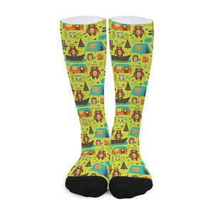 Animal Camping Pattern Print Long Socks