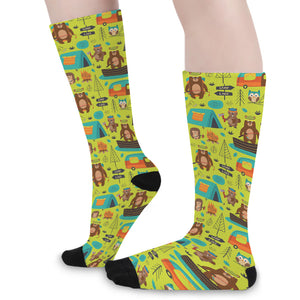 Animal Camping Pattern Print Long Socks