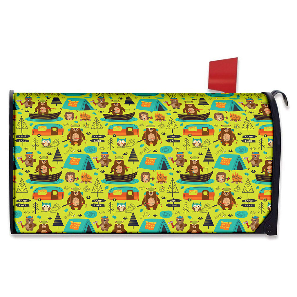 Animal Camping Pattern Print Mailbox Cover