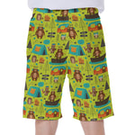 Animal Camping Pattern Print Men's Beach Shorts