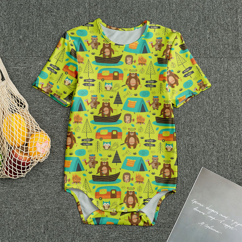 Animal Camping Pattern Print Men's Bodysuit