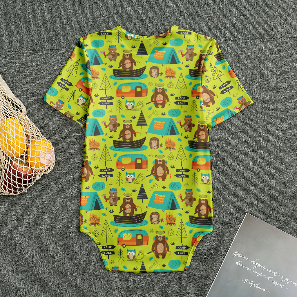 Animal Camping Pattern Print Men's Bodysuit